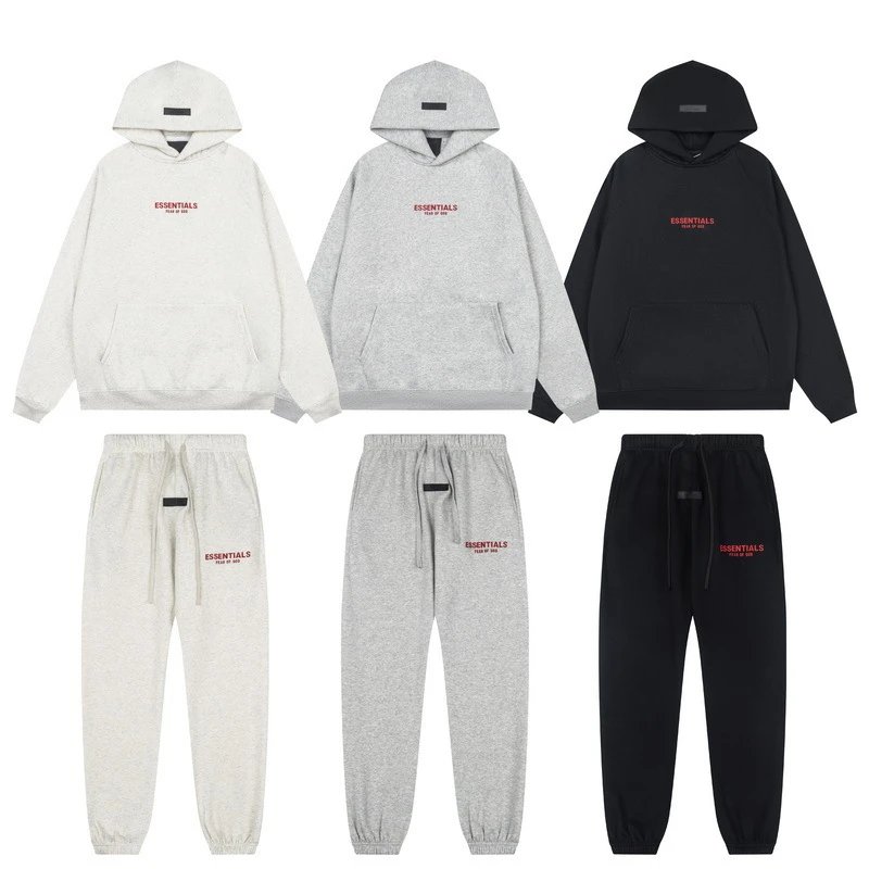 Essentials Hoodie Set White Grey Black Casual
