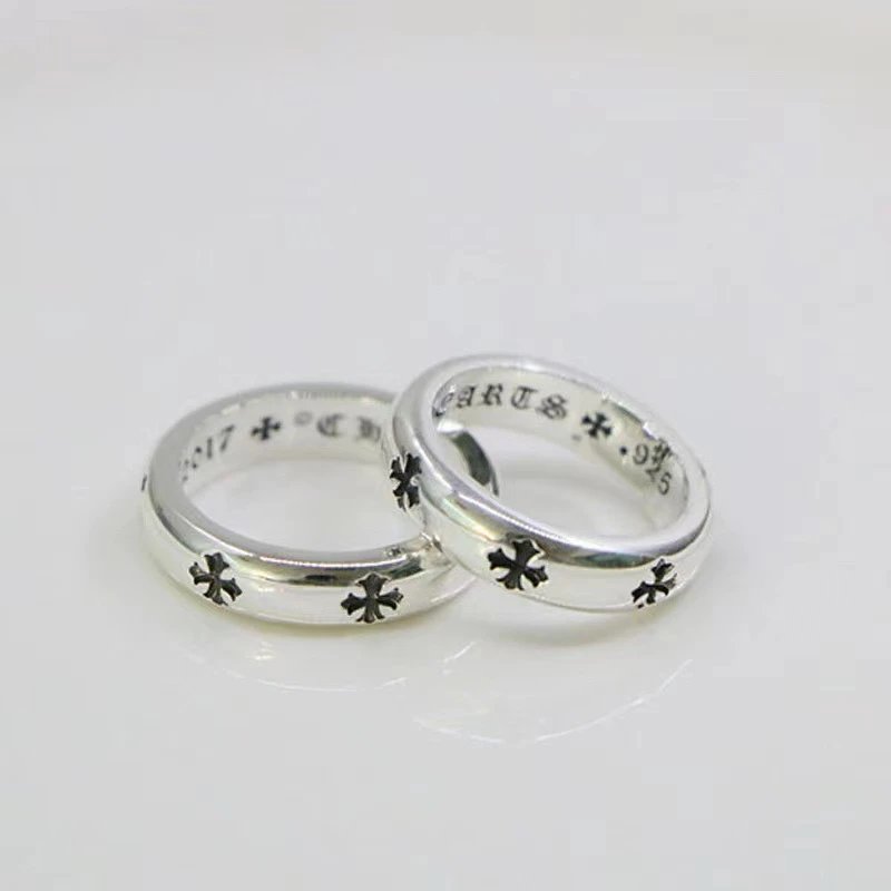 Silver Cross Engraved Ring Set Silver Religious Jewellery