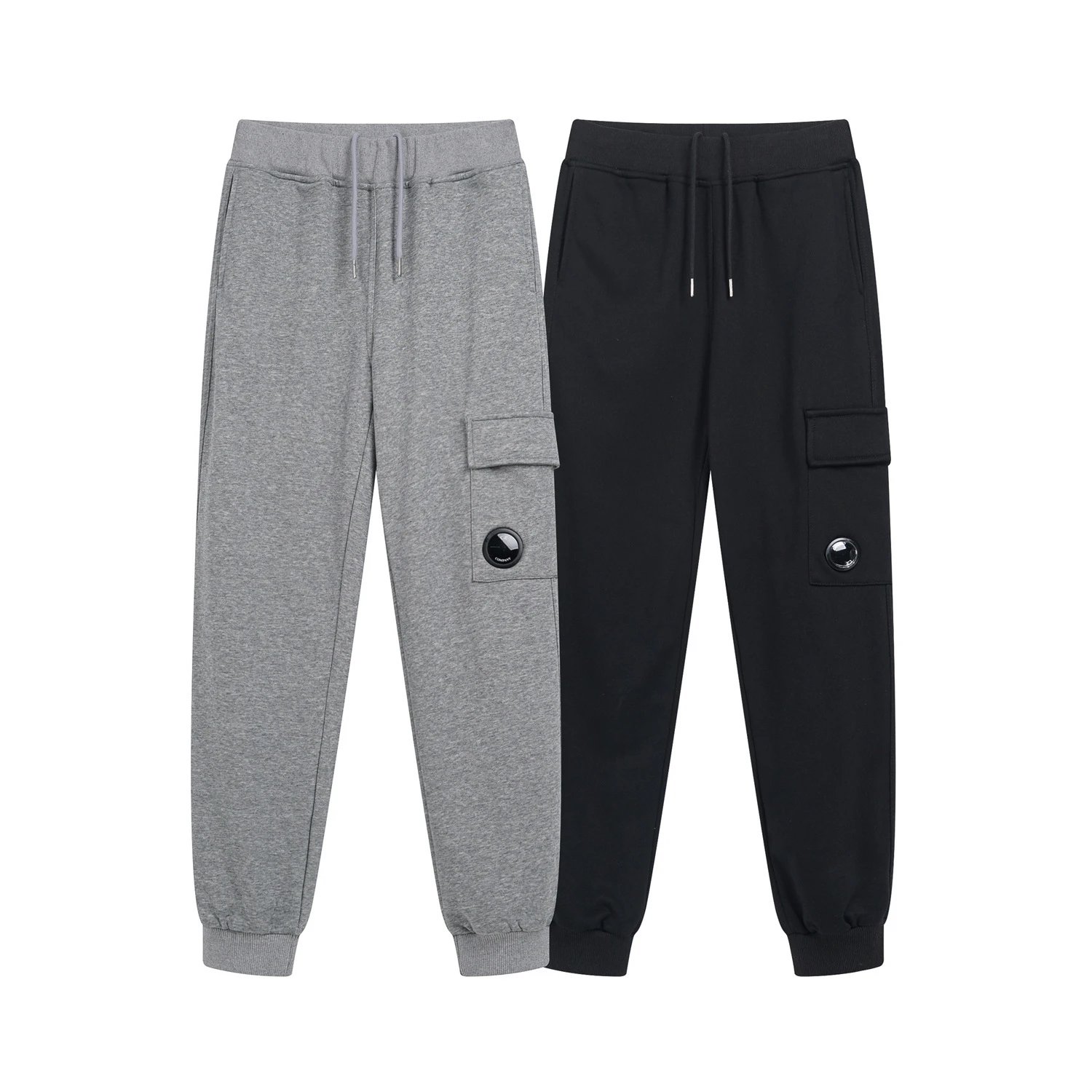 Cotton Cargo Sweatpants Grey And Black Casual Trousers