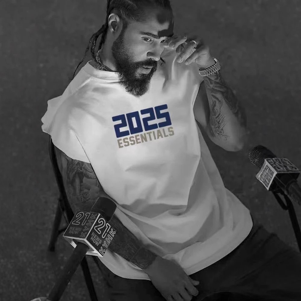 2025 Essentials White Sleeveless T-Shirt