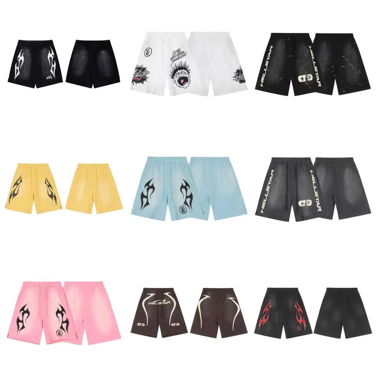 Hellstar Logo Print Black Casual Shorts