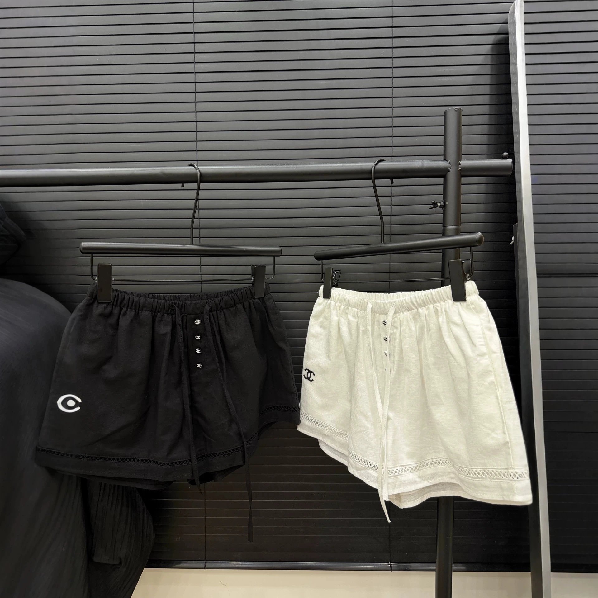 Chanel Logo Black White Casual Shorts