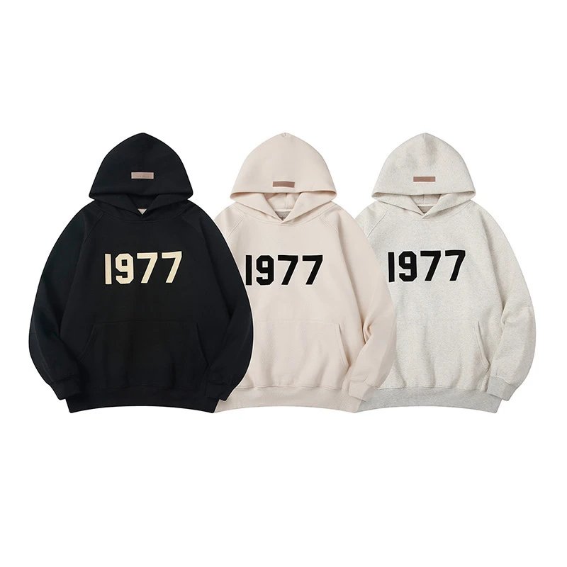 1977 Hoodie Black Casual Sweatshirt