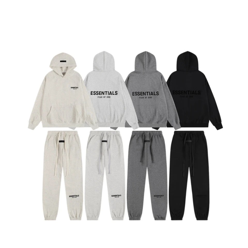 Essentials Hoodie Set White Grey Black Casual Wear