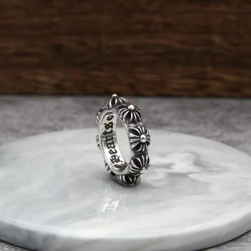 Silver Floral Engraved Ring Silver Vintage Jewellery