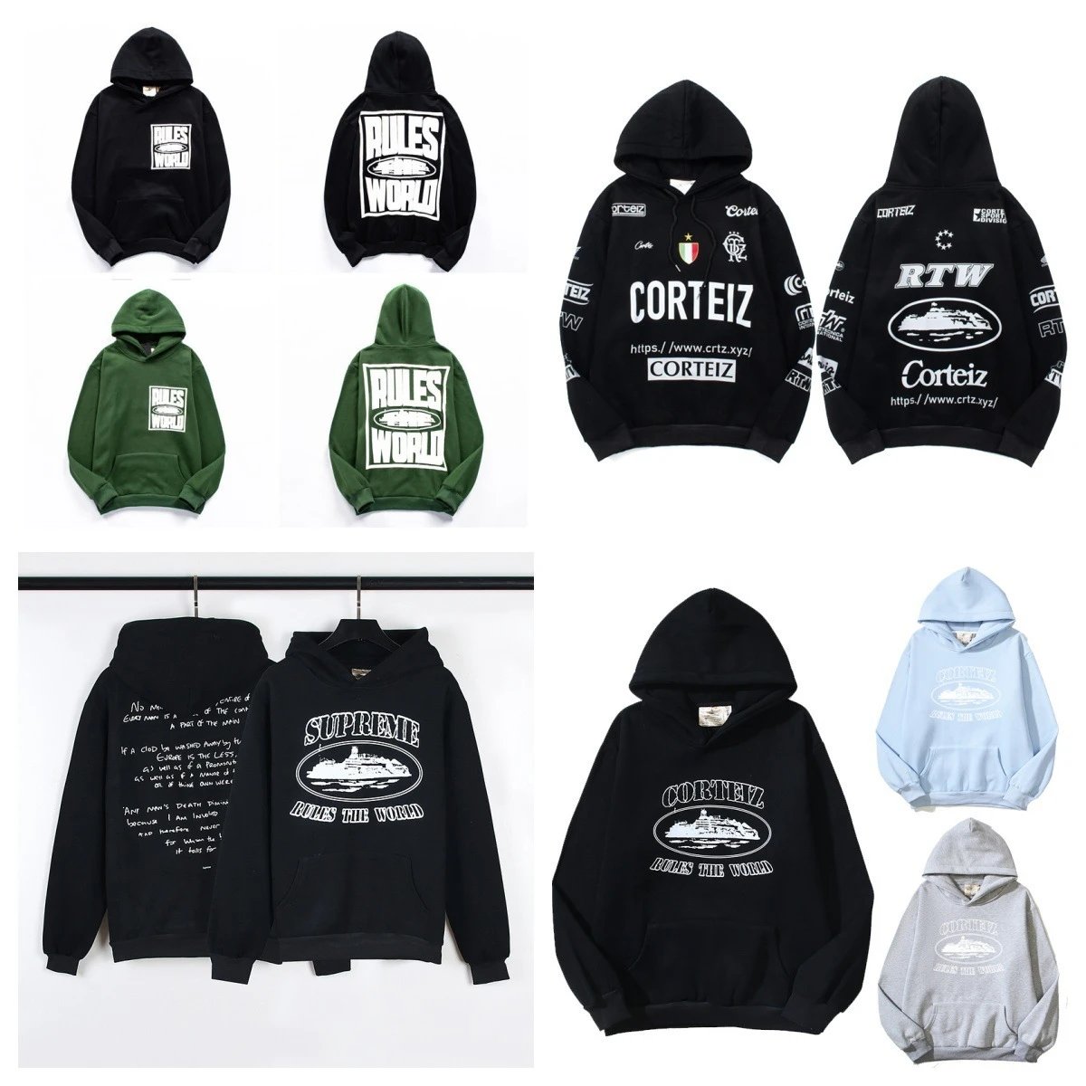 Corteiz Rules The World Black Hoodie