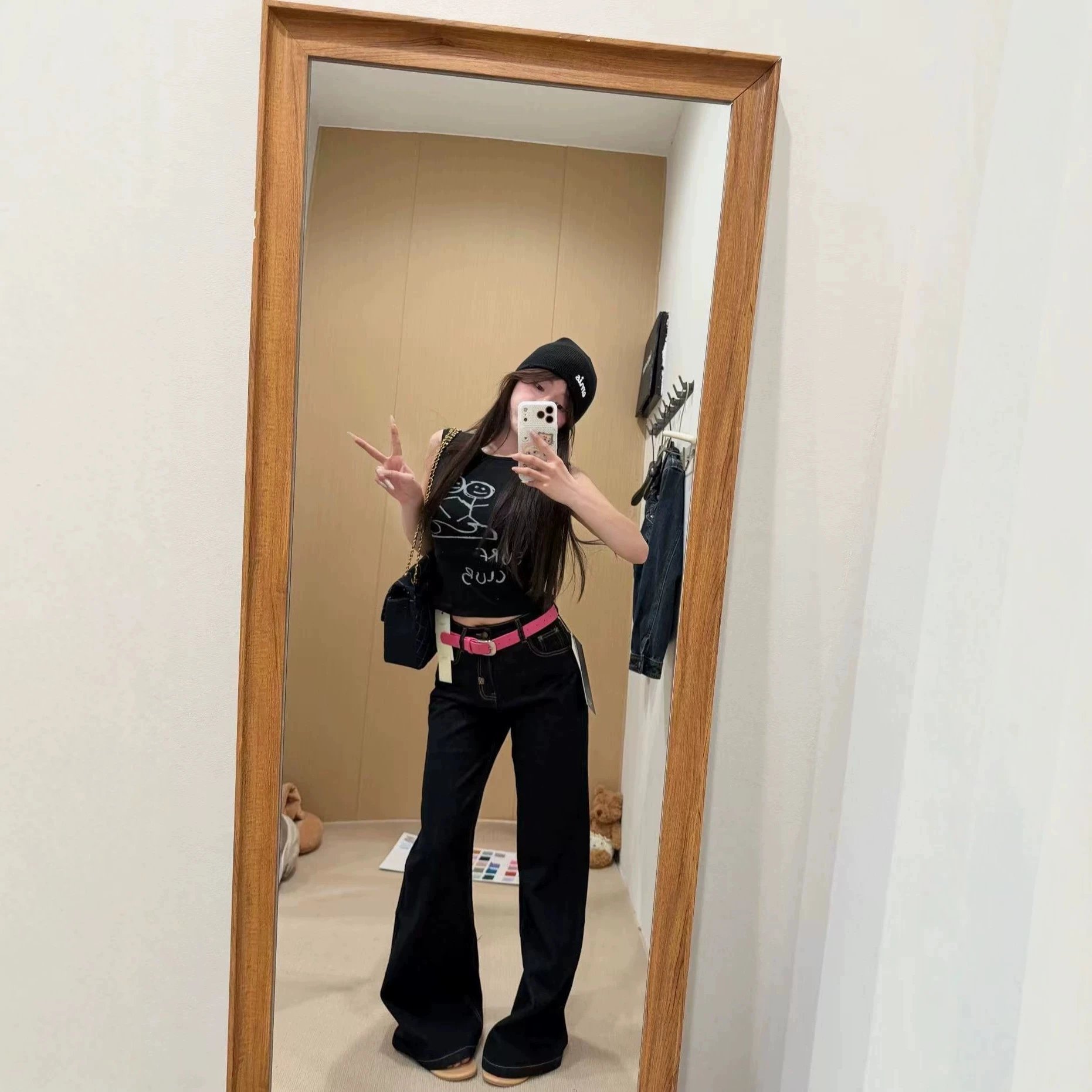Black Wide Leg Jeans Black Casual Trousers