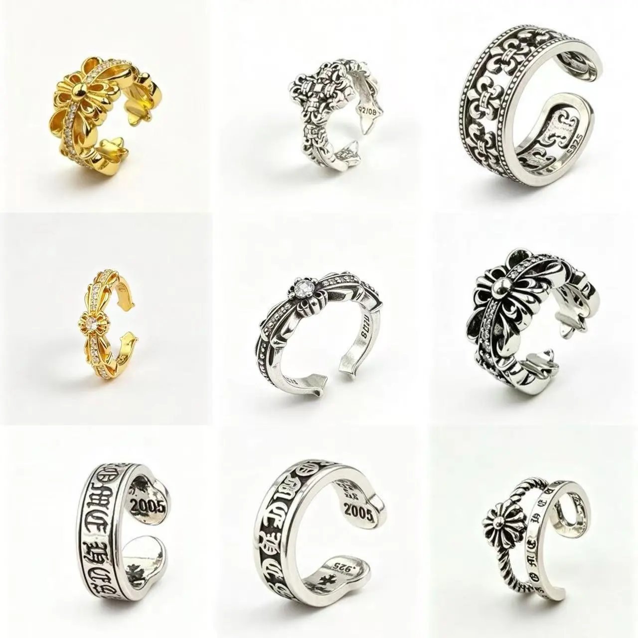 Sterling Silver Floral Cuff Ring Silver Vintage Jewellery