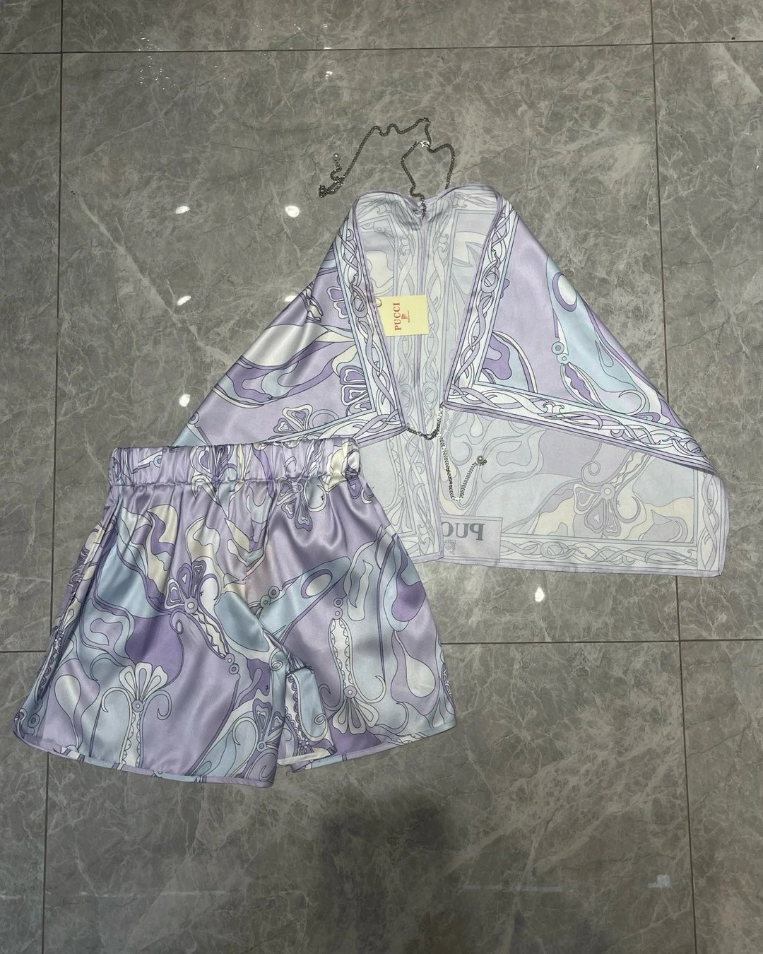 Pucci Printed Purple Silk Robe Set