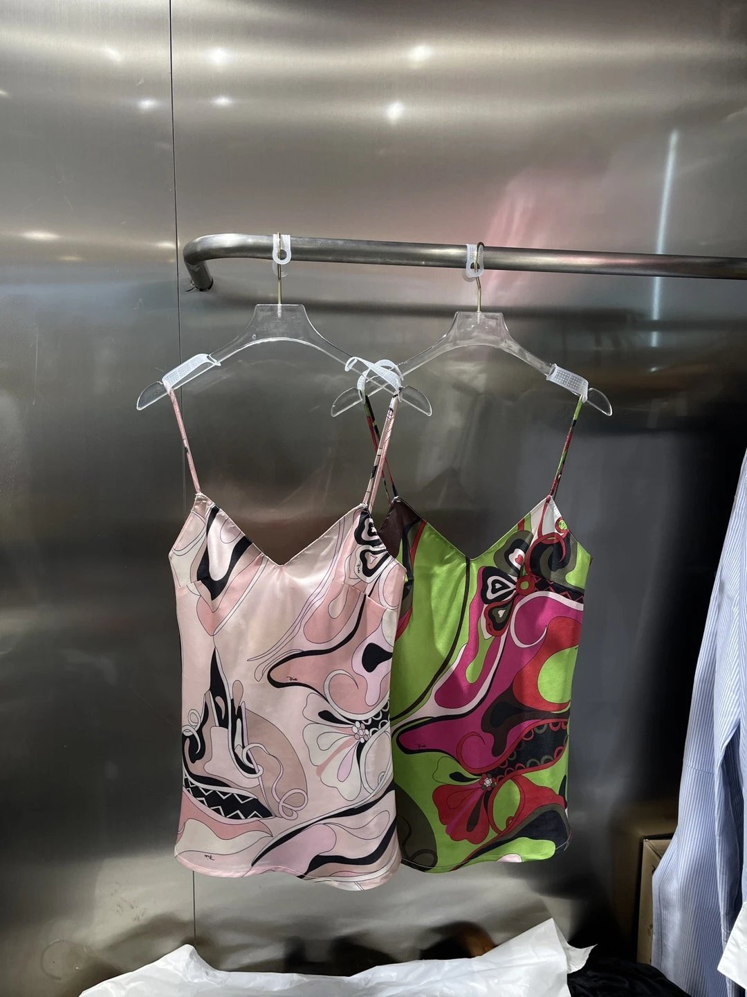 Silk Camisole Pink Abstract Print Women's Top
