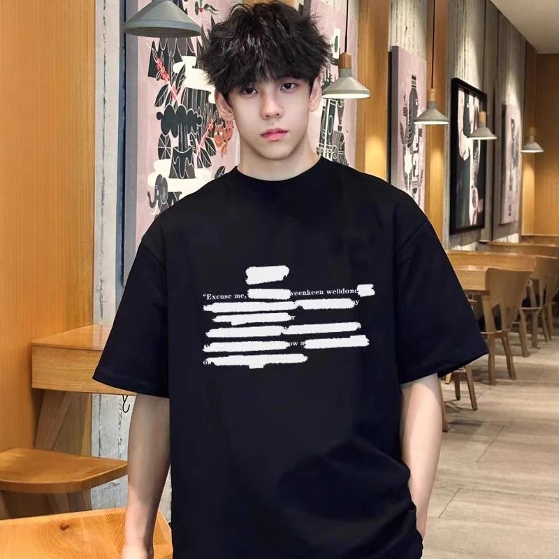 Unisex Black Printed Casual T-Shirt