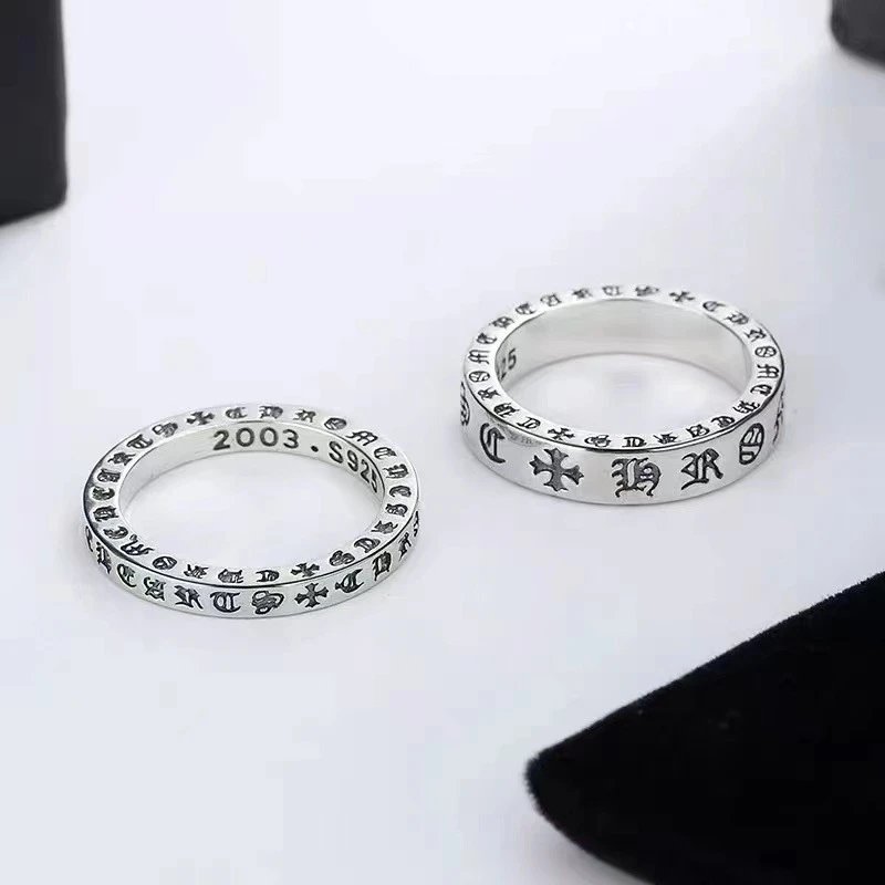 Silver Engraved Ring 2003 S925 Gothic Style