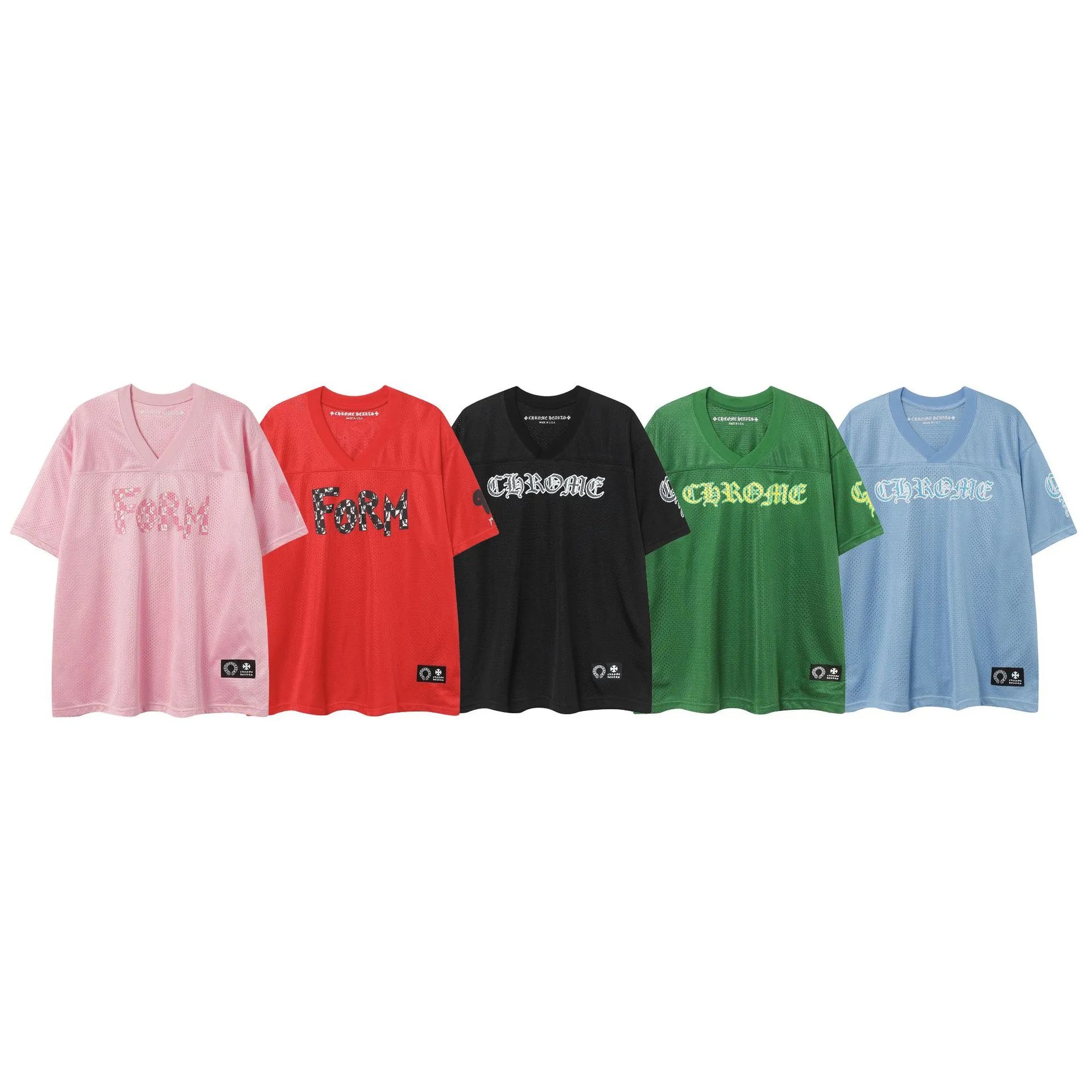 Chrome Hearts V-Neck Mesh T-Shirt Multicolour Casual