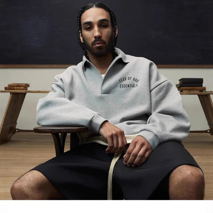 Fear Of God Essentials Grey Half-Zip Sweatshirt
