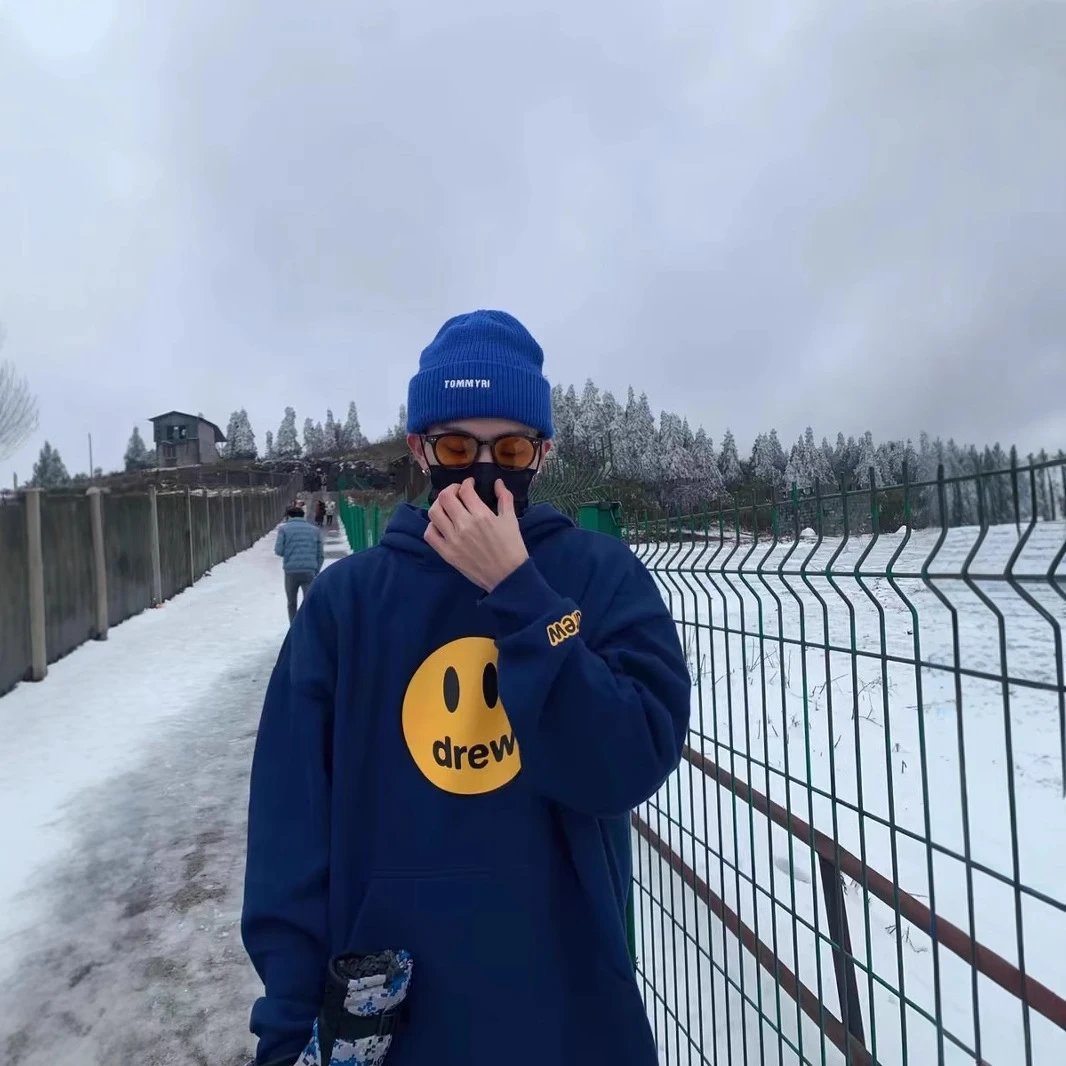 Drew House Smile Hoodie Navy Blue Casual Sweatshirt