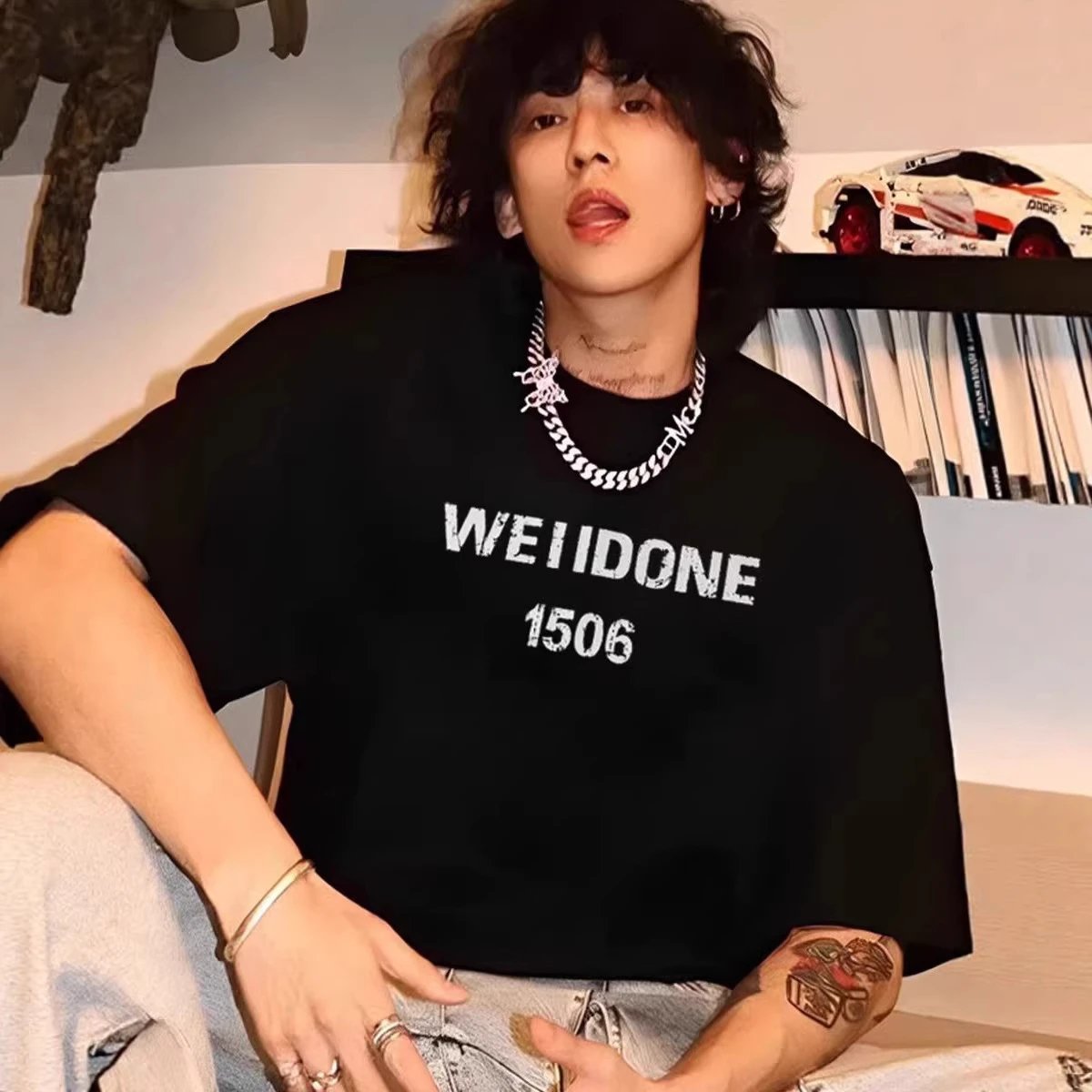 Weidone 1506 Black Oversized T-Shirt