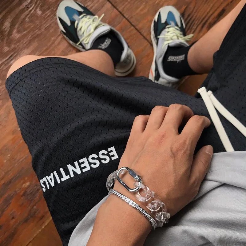 Essentials Black Mesh Shorts Sporty