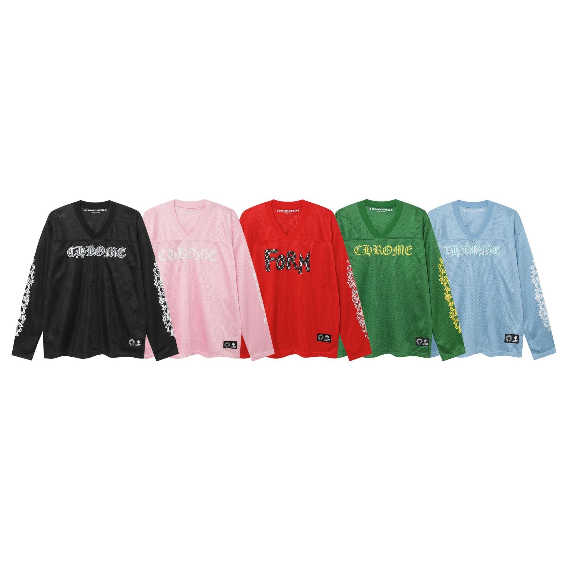 Chrome Hearts Long Sleeve Mesh V-Neck Shirt Multicolour Casual Top