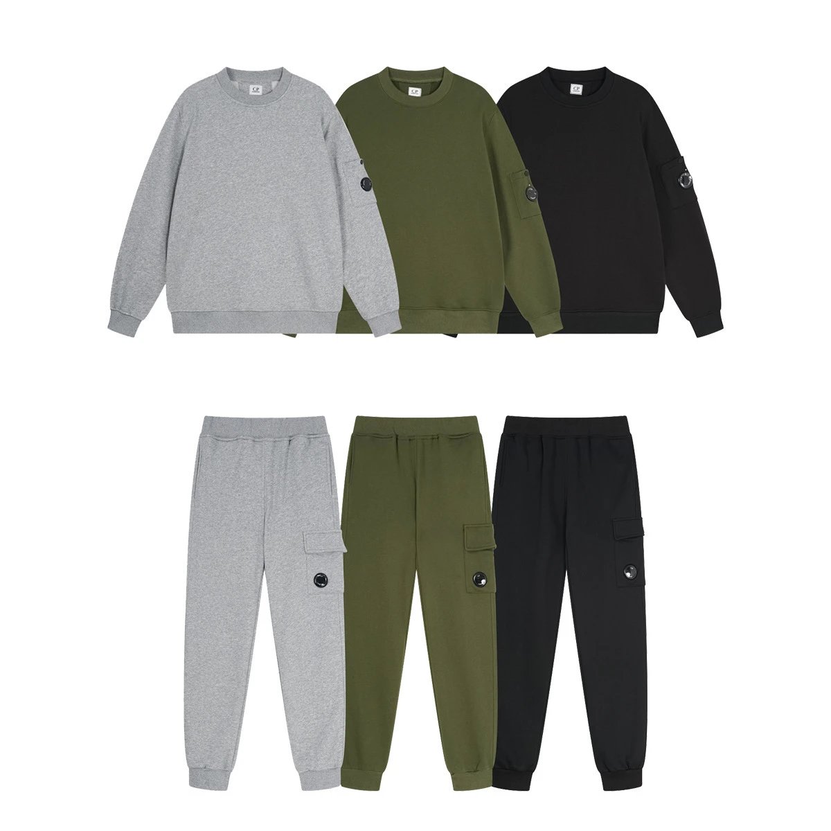 C.P. Company Sweatshirt Set Grey Green Black Casual Outfit