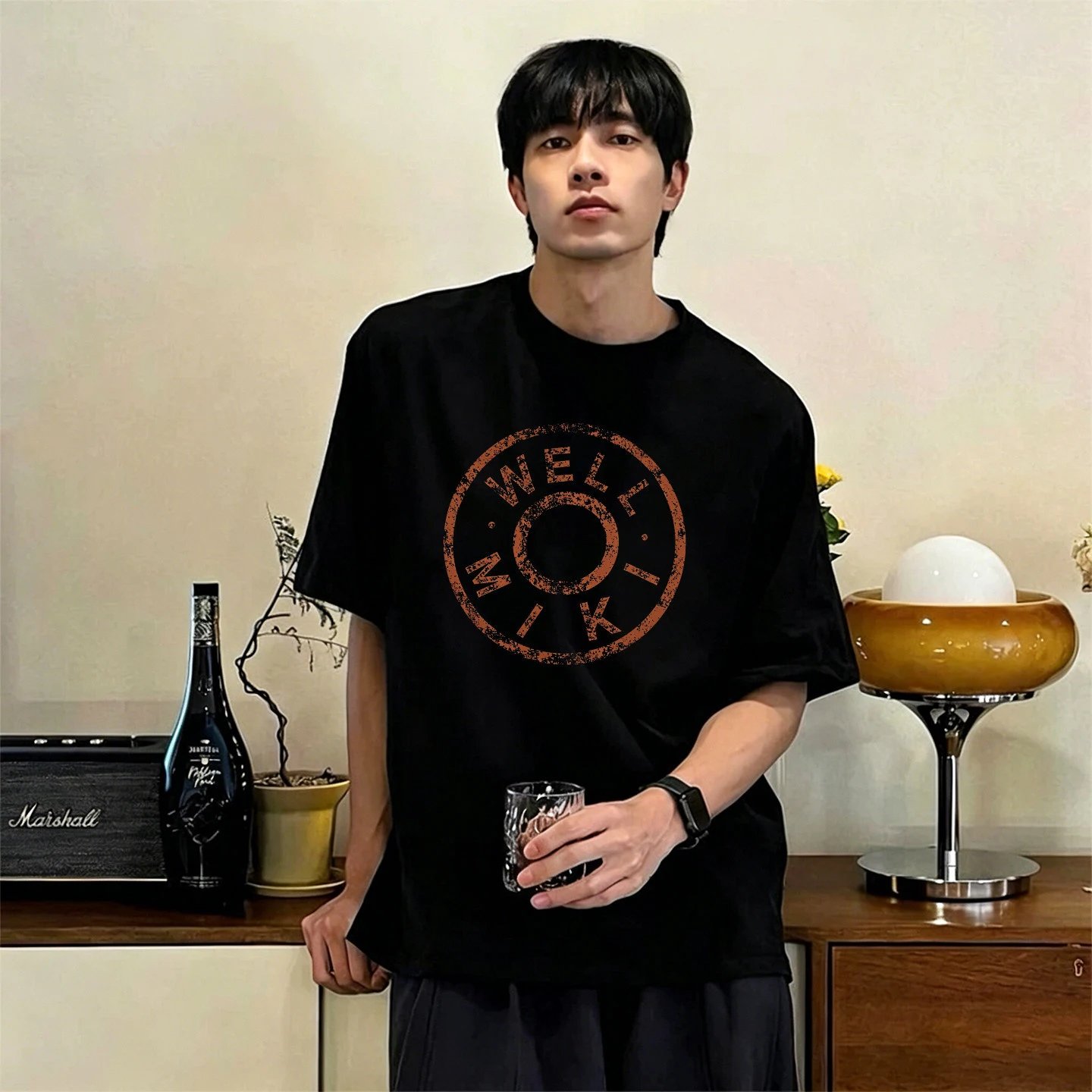 Well Miki Black Casual T-Shirt