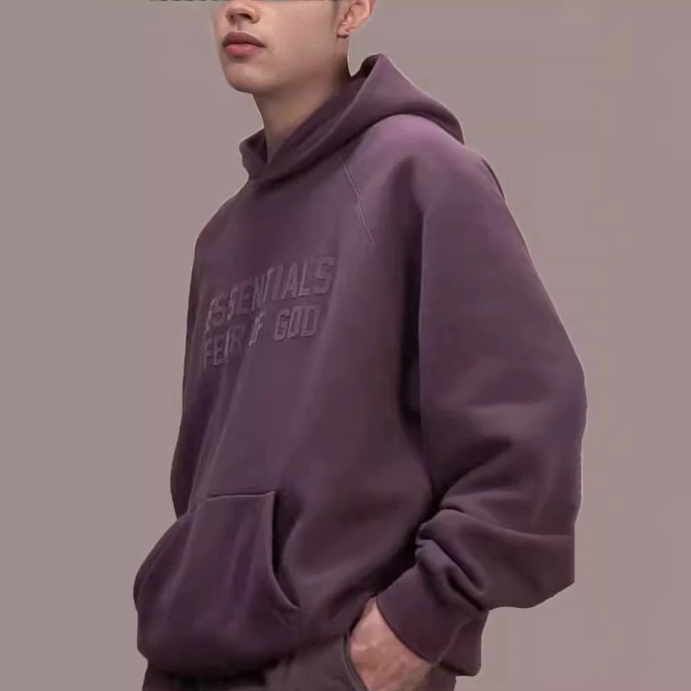 Fear Of God Essentials Purple Oversized Hoodie