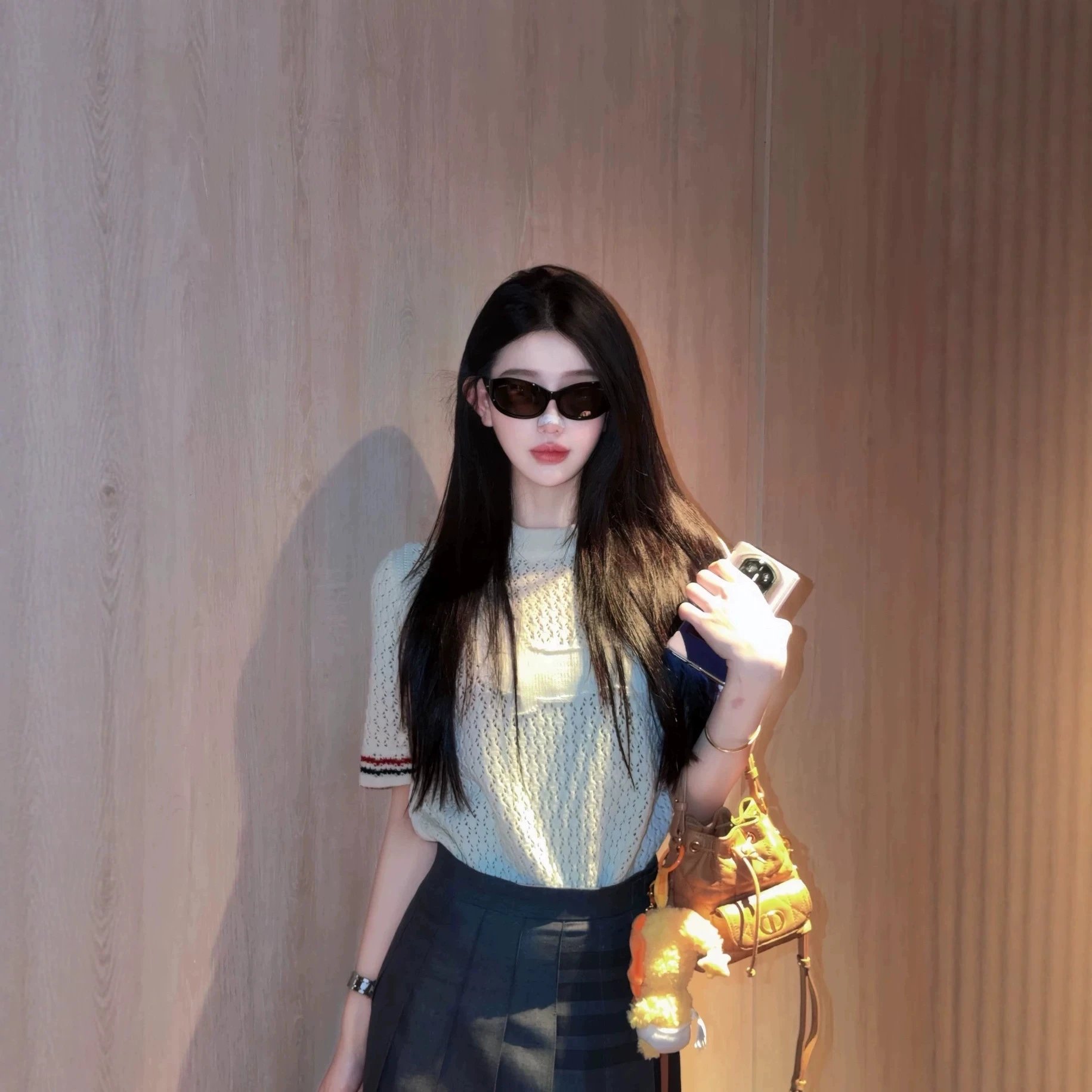 Knitted Short Sleeve Cream Casual Top