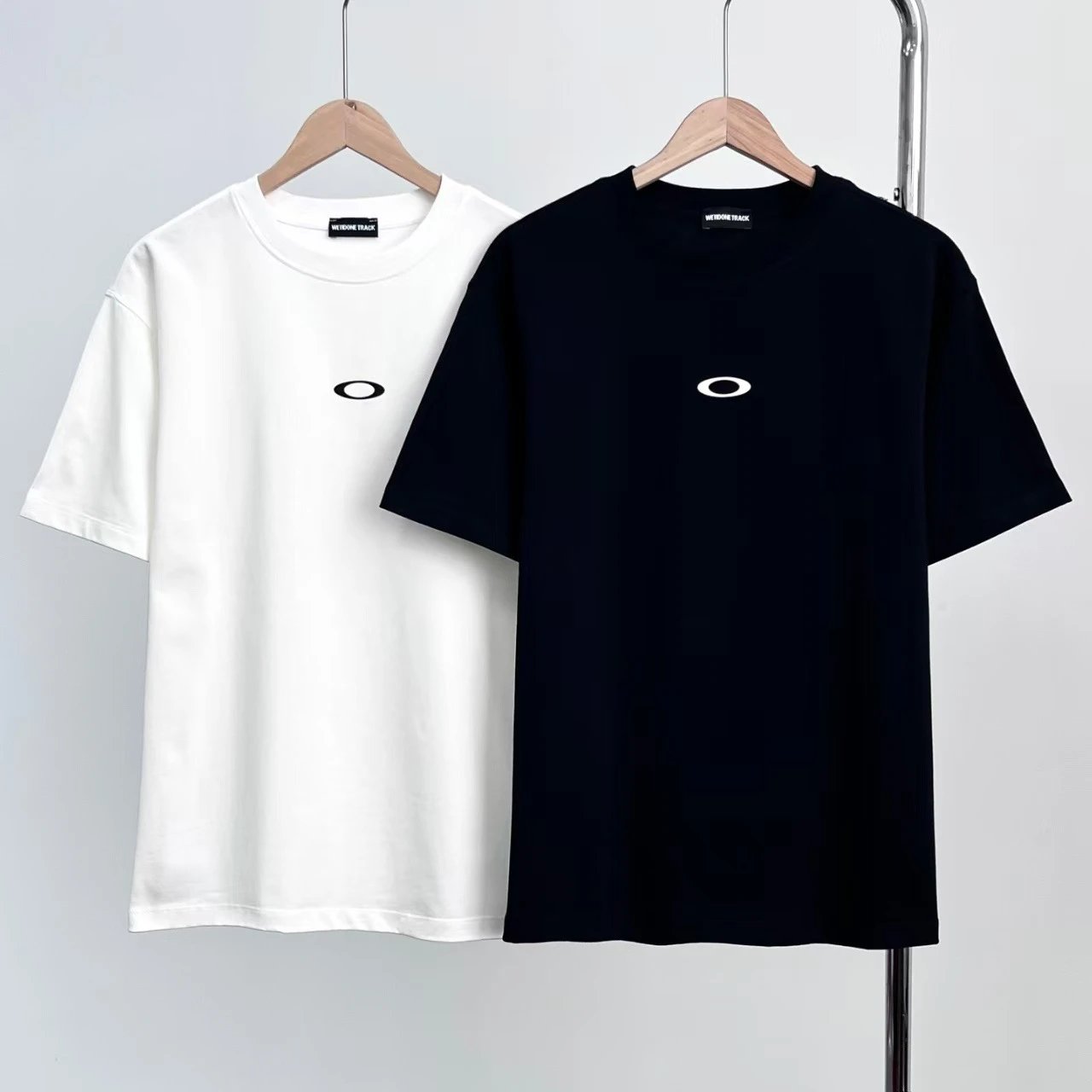 Weirdone Track Basic White And Black Casual T-Shirts