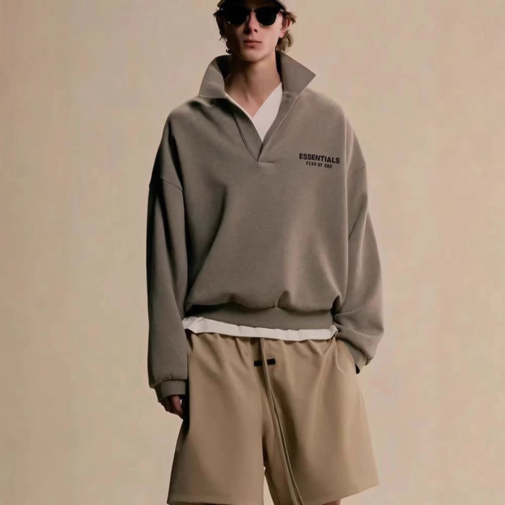 Essentials Year Of God Grey Oversized Pullover Sweatshirt