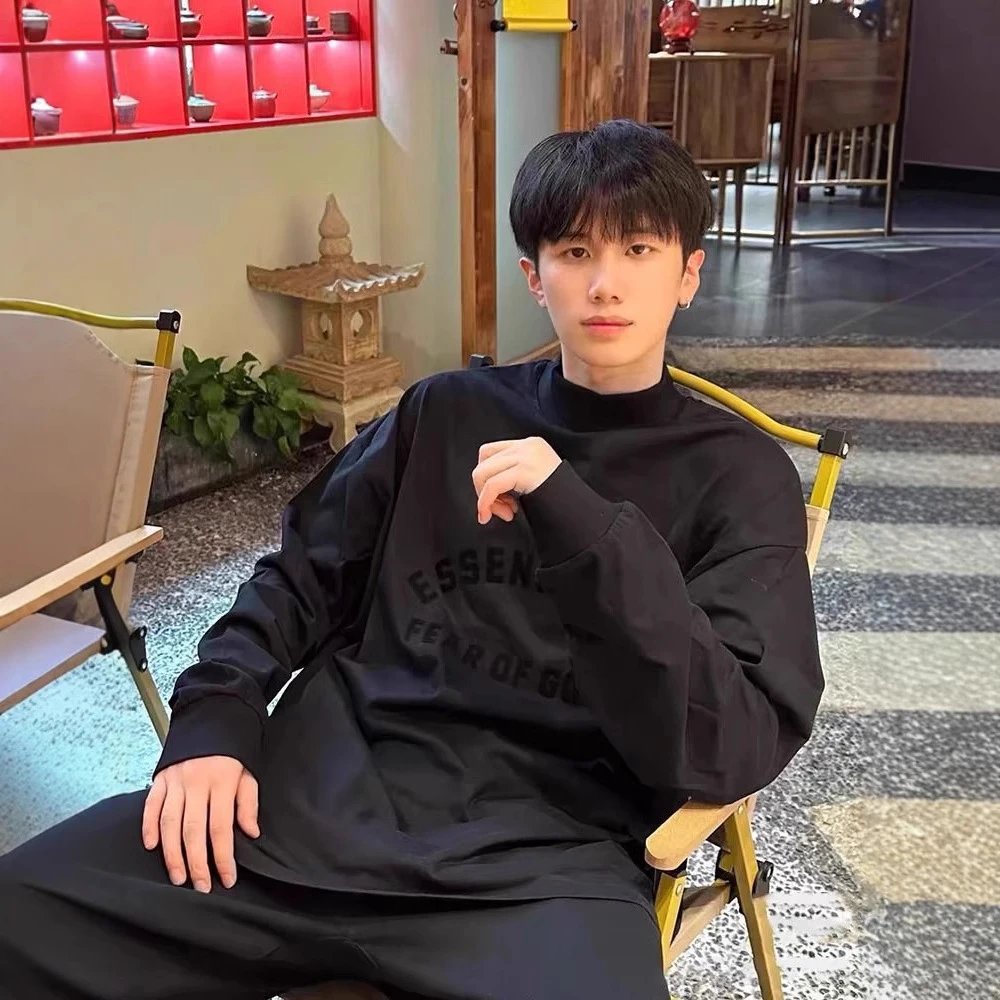 Essential Fear Of God Black Oversized Hoodie