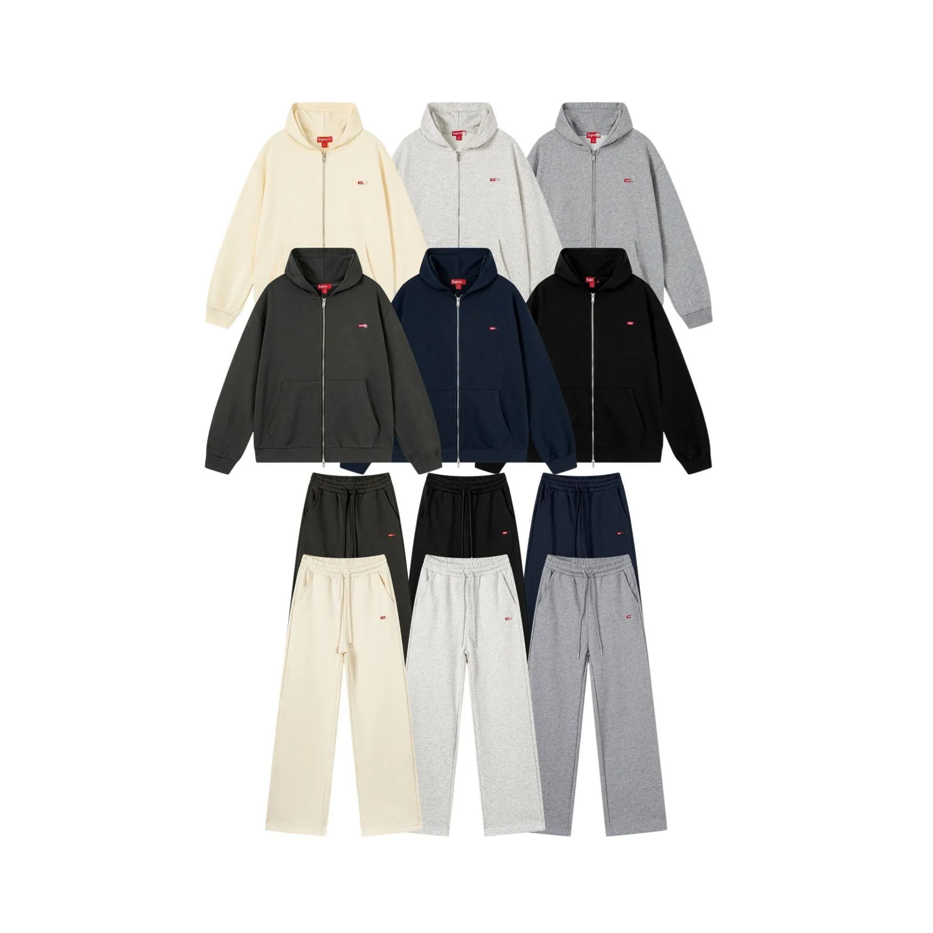 Unisex Hoodie Set Cream Casual Tracksuit