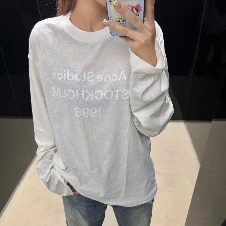 Acne Studios White Oversized Long Sleeve T-Shirt