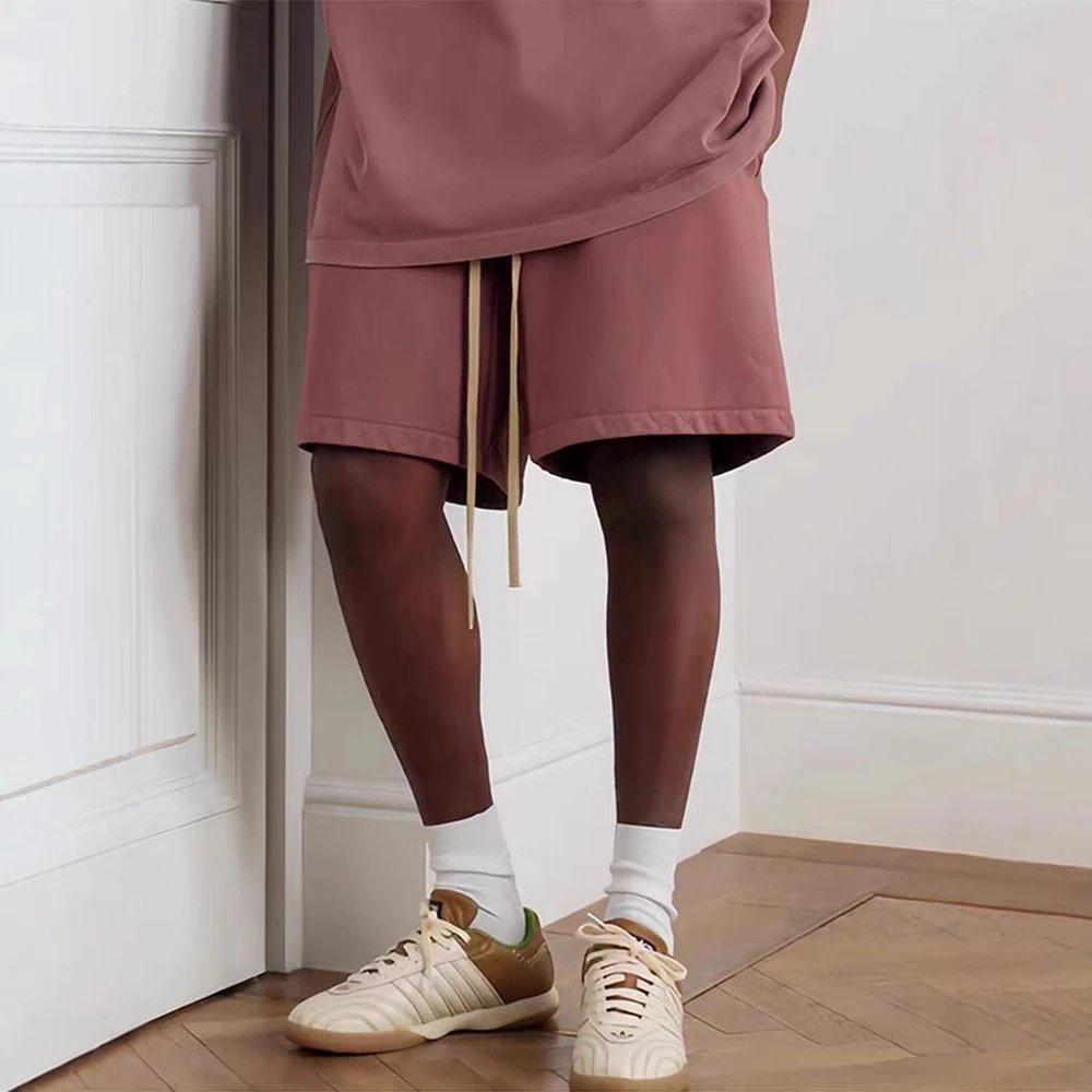 Cotton Drawstring Shorts Dusty Pink Casual Trousers