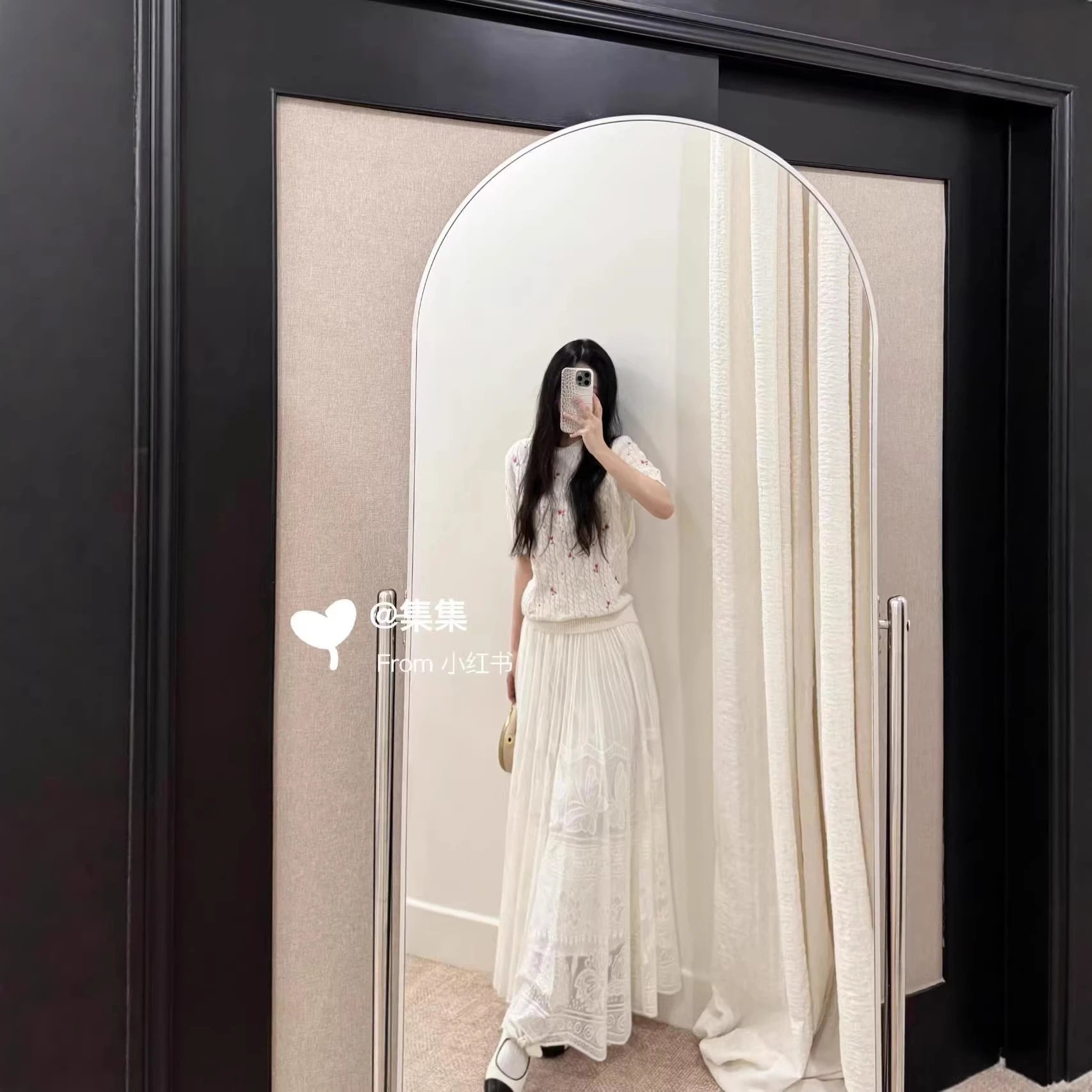 White Embroidered Lace Maxi Skirt Elegant Women's Dress