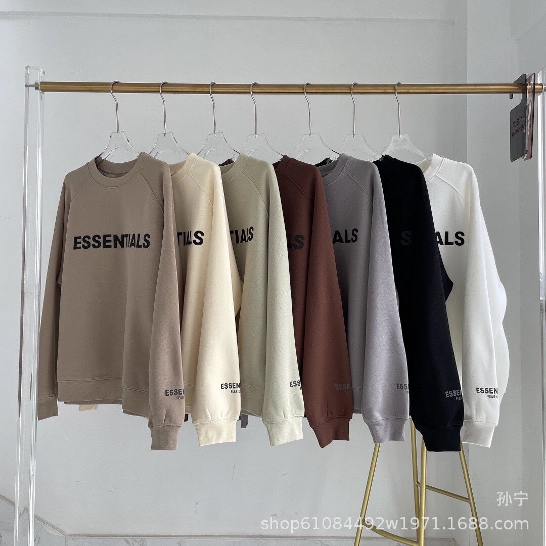 Essentials Logo Crewneck Beige Casual Sweatshirt