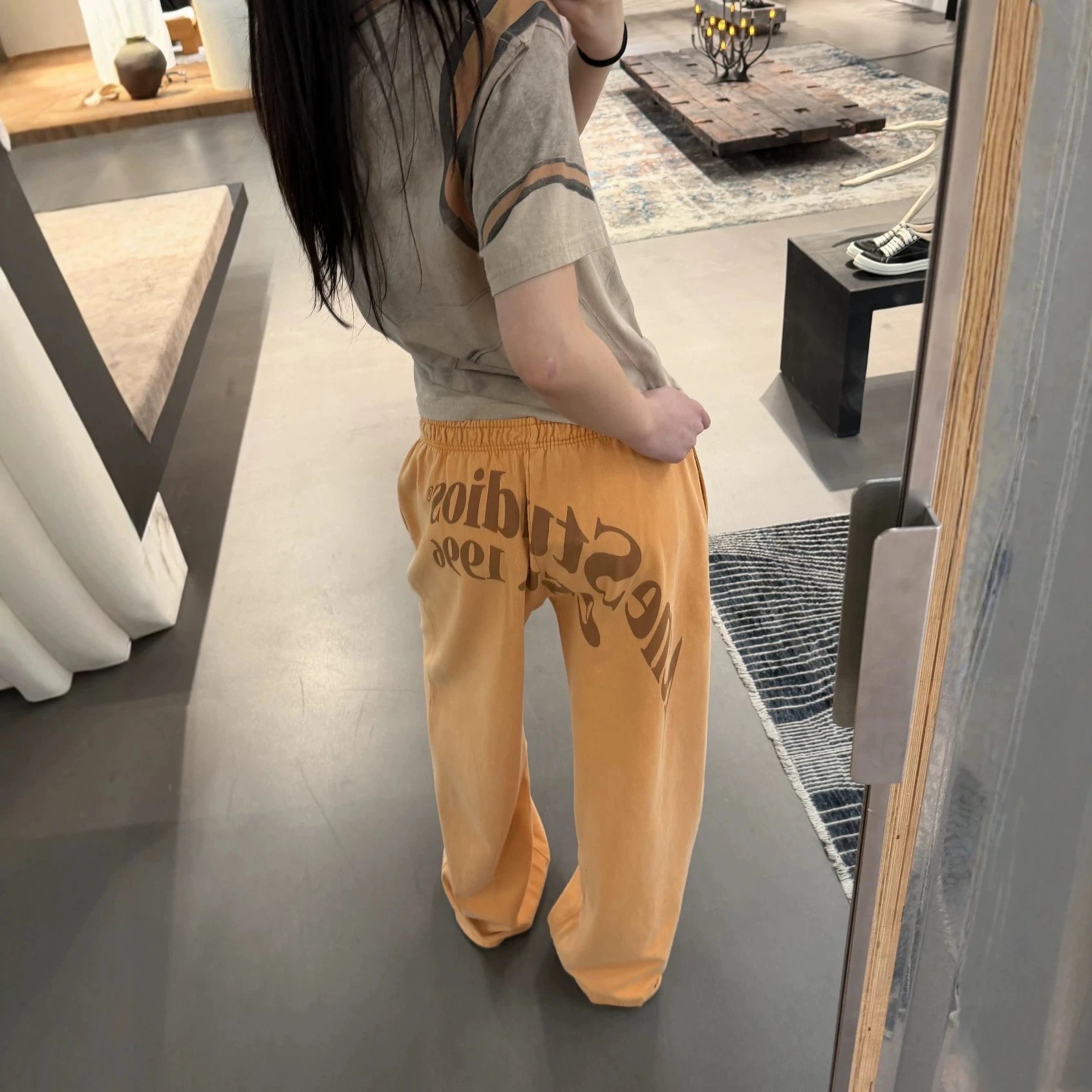Unisex Oversized Orange Print Sweatpants