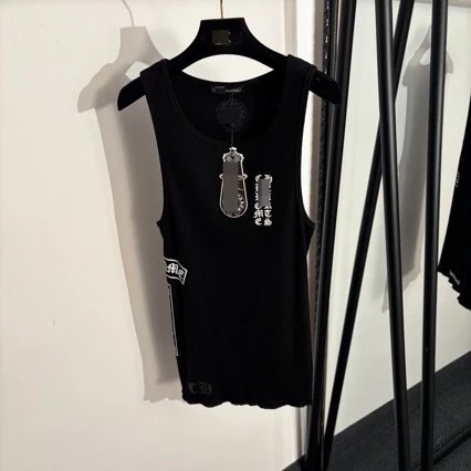 Black Sleeveless T-Shirt With Logo Print Casual Wear