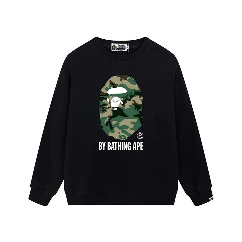 Bathing Ape Camo Face Black Crewneck Sweatshirt