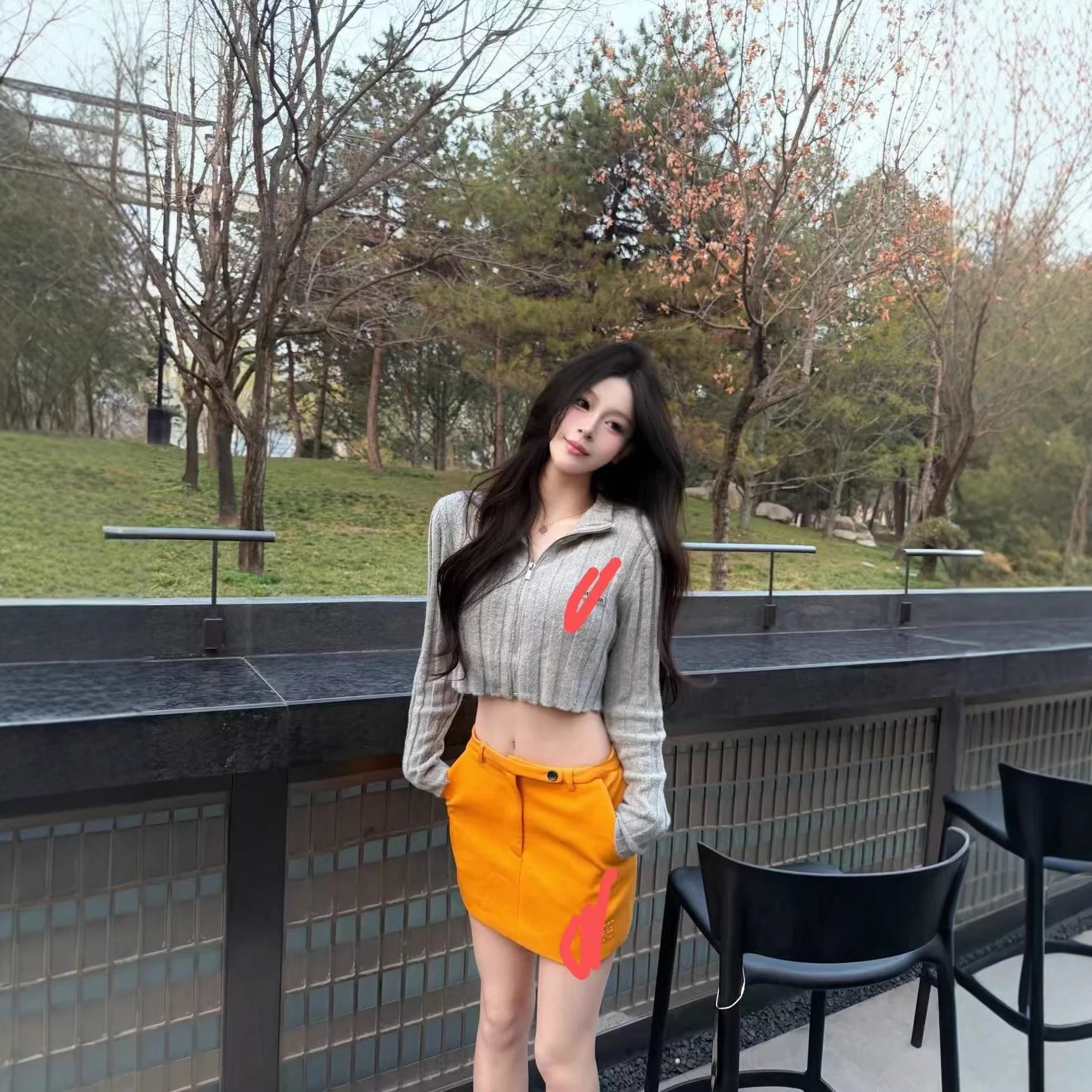 Unisex Knit Crop Top Grey Casual Sweater