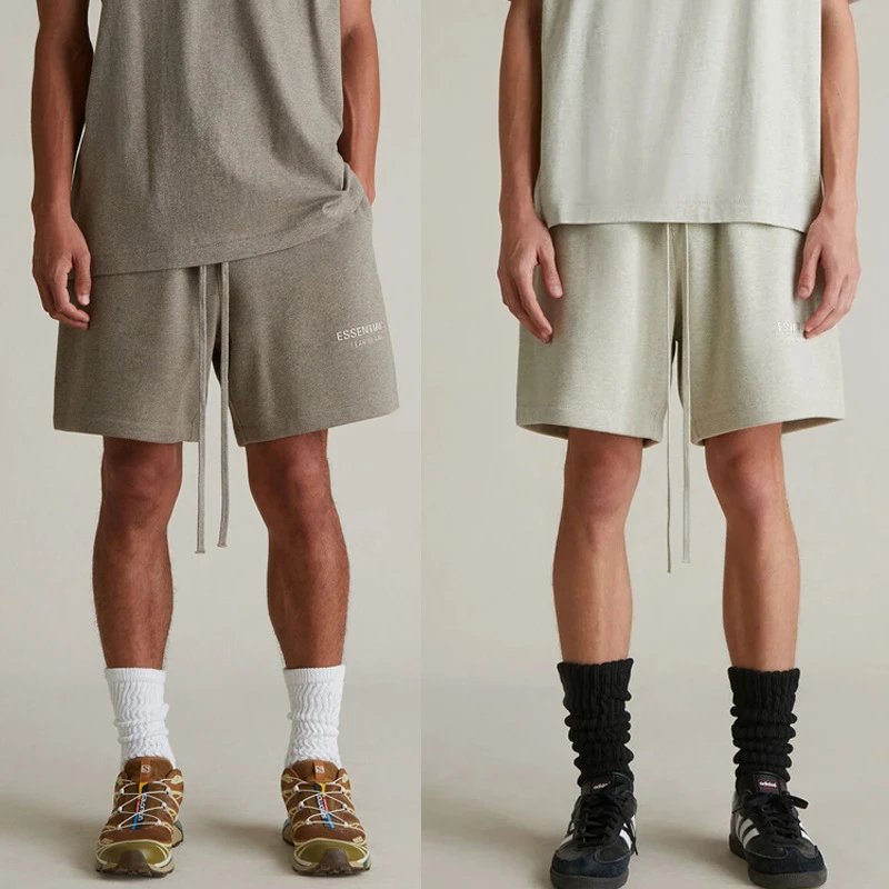 Essentiel Antwerp Grey Cotton Drawstring Shorts