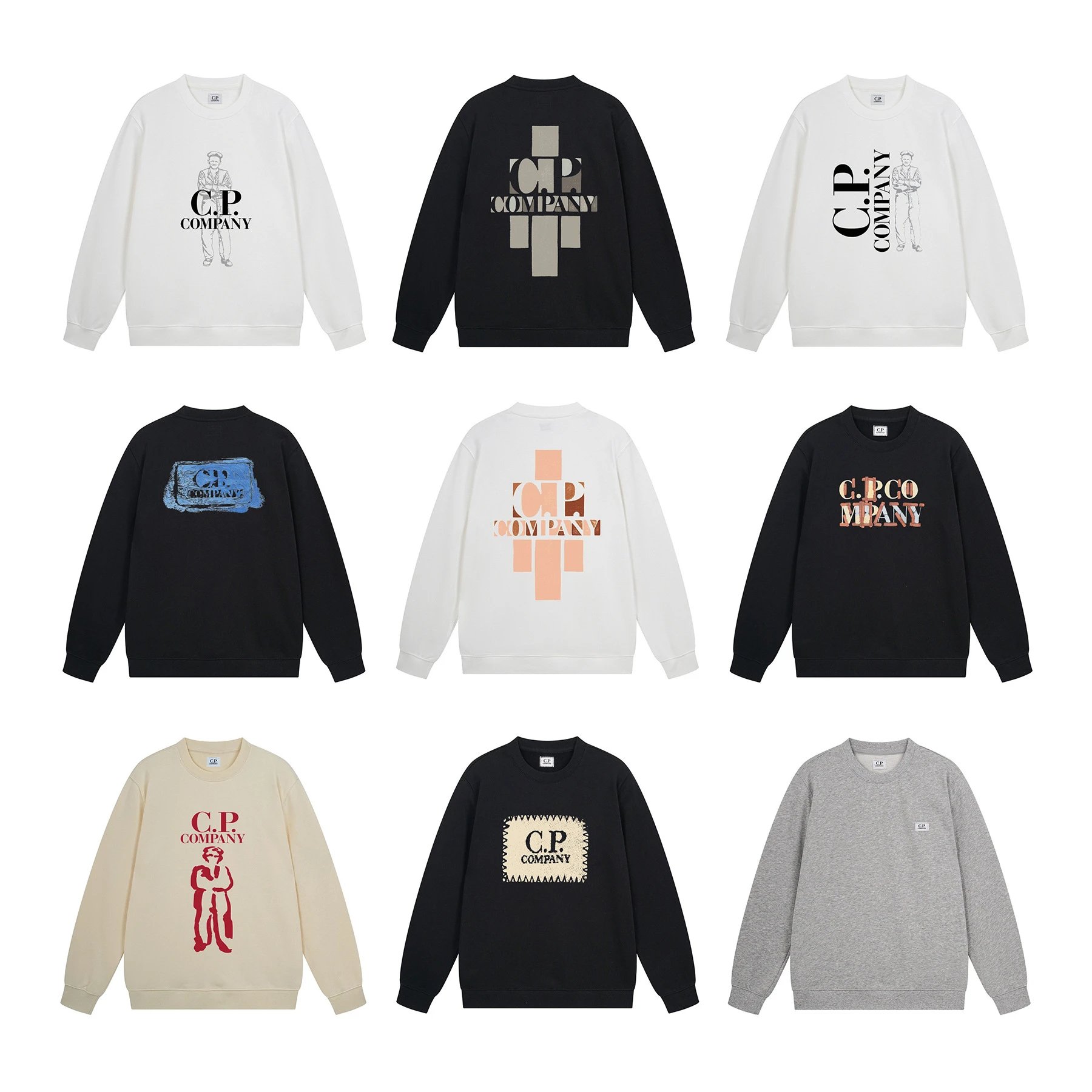 C.P. Company Logo Print White Casual Sweatshirt