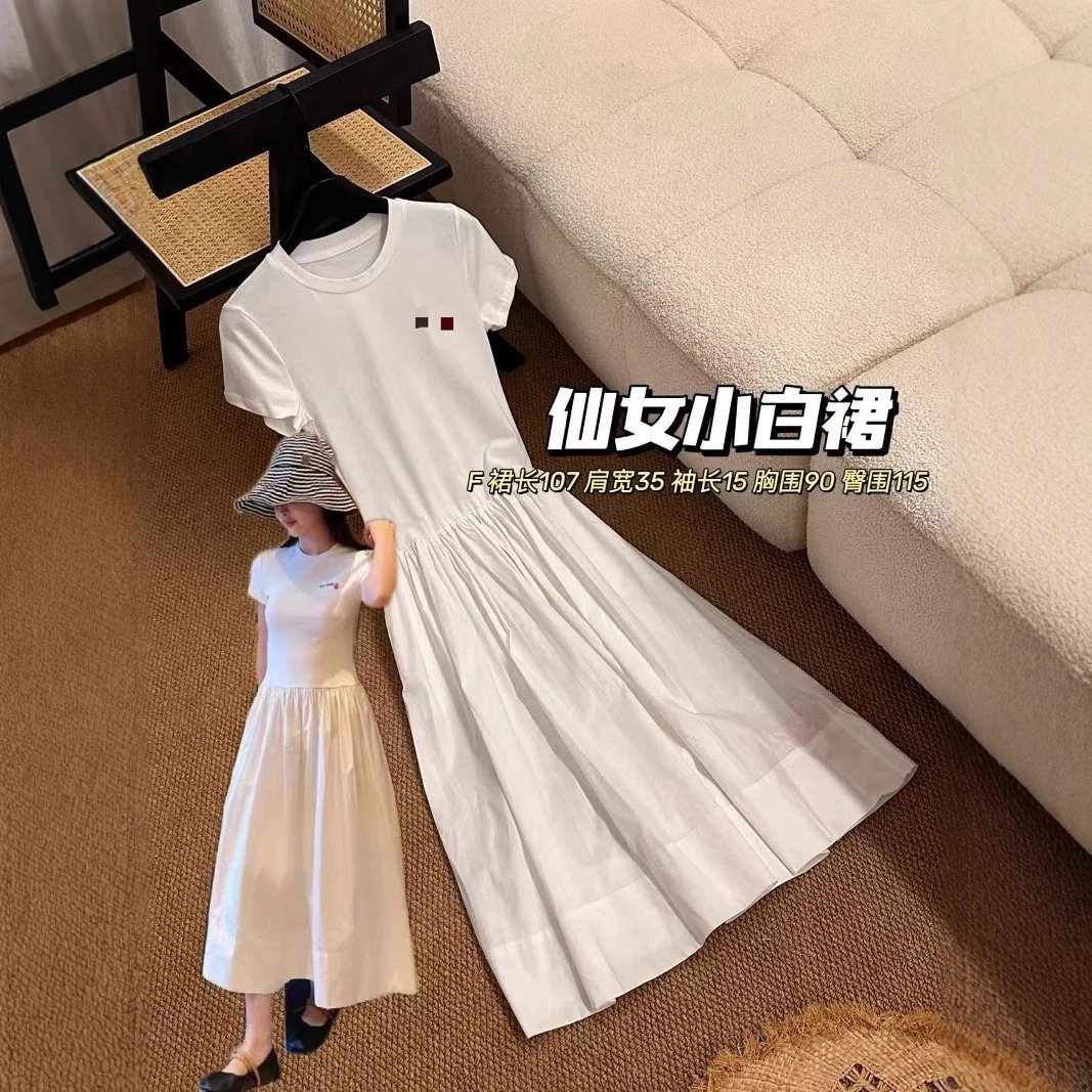 White Short Sleeve Midi Dress Casual Women's Dress