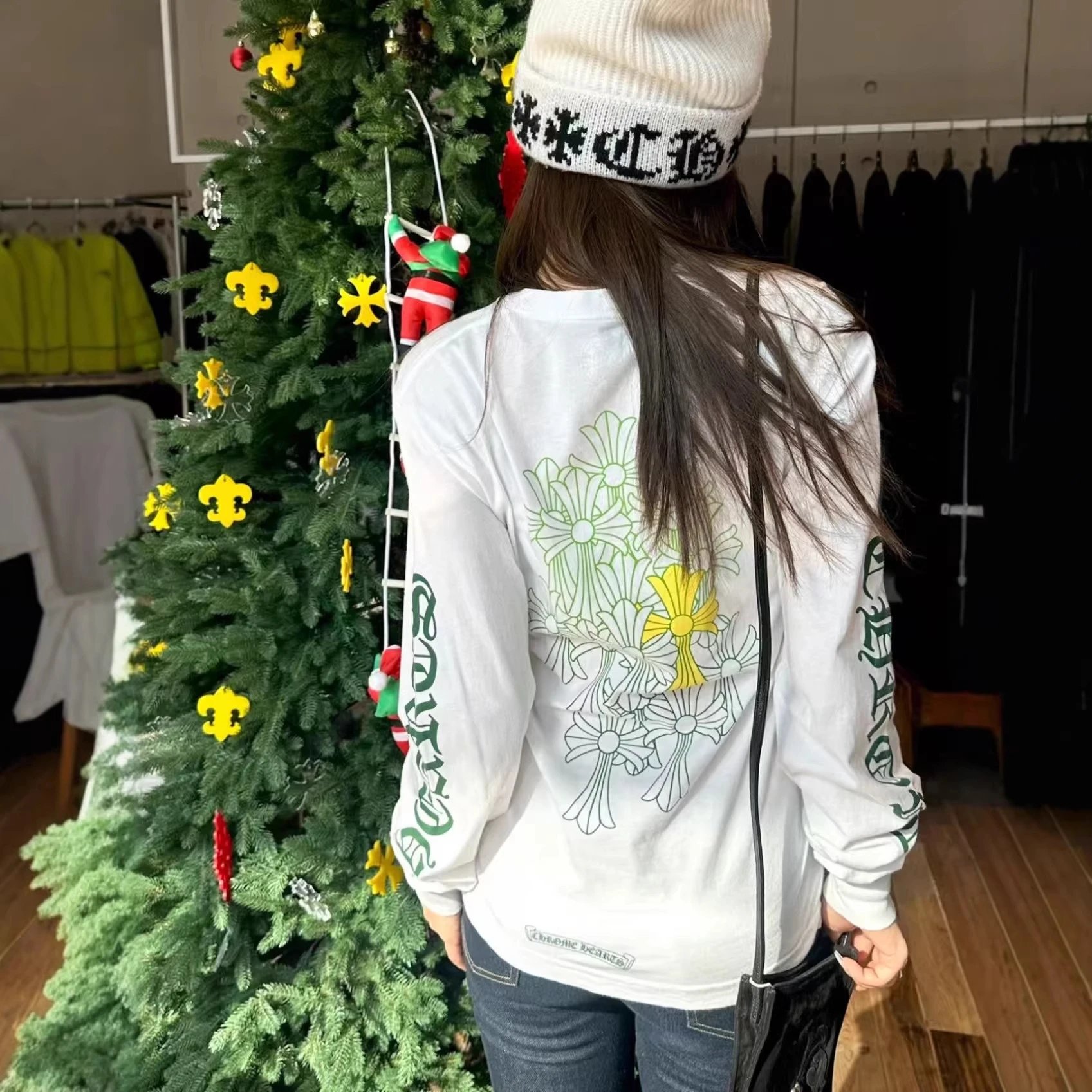 Chronic Riches Long Sleeve White Floral Print Sweatshirt