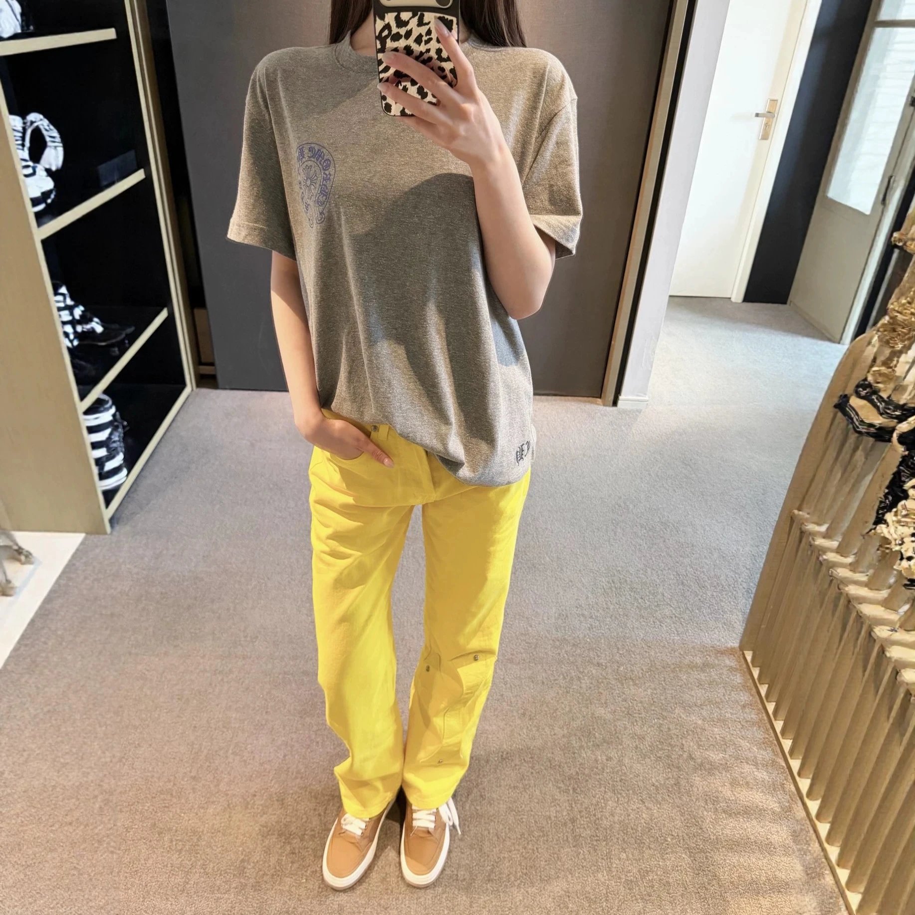 Unisex Grey Cotton T-Shirt Casual Style