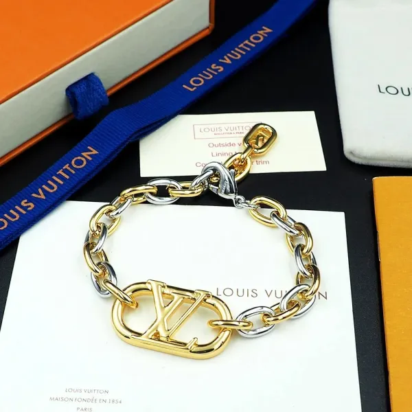 Louis Vuitton LV Chain Bracelet Gold and Silver Tone Bracelet Jewelry - 1