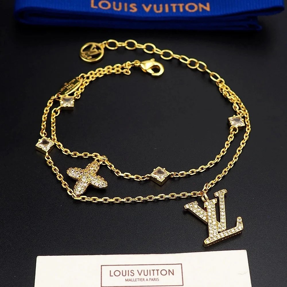 Louis Vuitton Turquoise Charm Bracelet Gold Jewelry - 5
