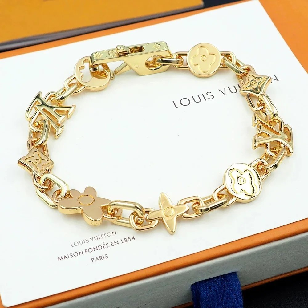 Louis Vuitton Turquoise Charm Bracelet Gold Jewelry - 7