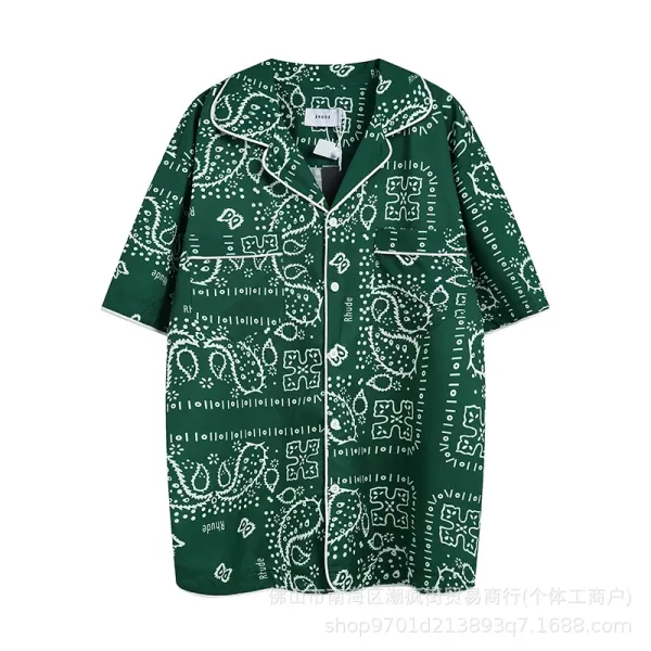 Rhude Bandana Print Sleep Shirt Green Sleepwear - 1