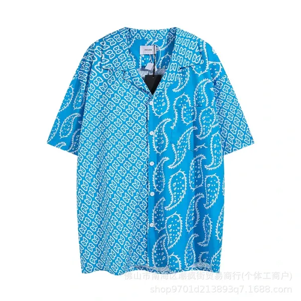 Design Paisley Print Oversized Short-Sleeve Shirt Blue - 1