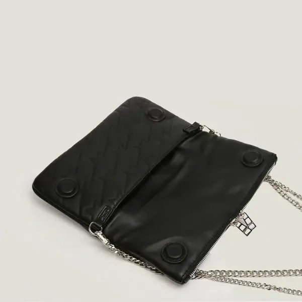 Design Chain Shoulder Bag with Snake-Embossed Texture and Wing Clasp in Off-White - 8
