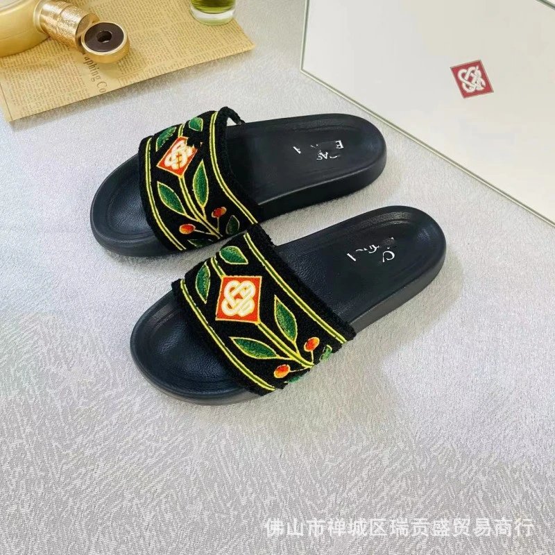 C&A Slippers Embroidered slide — Black